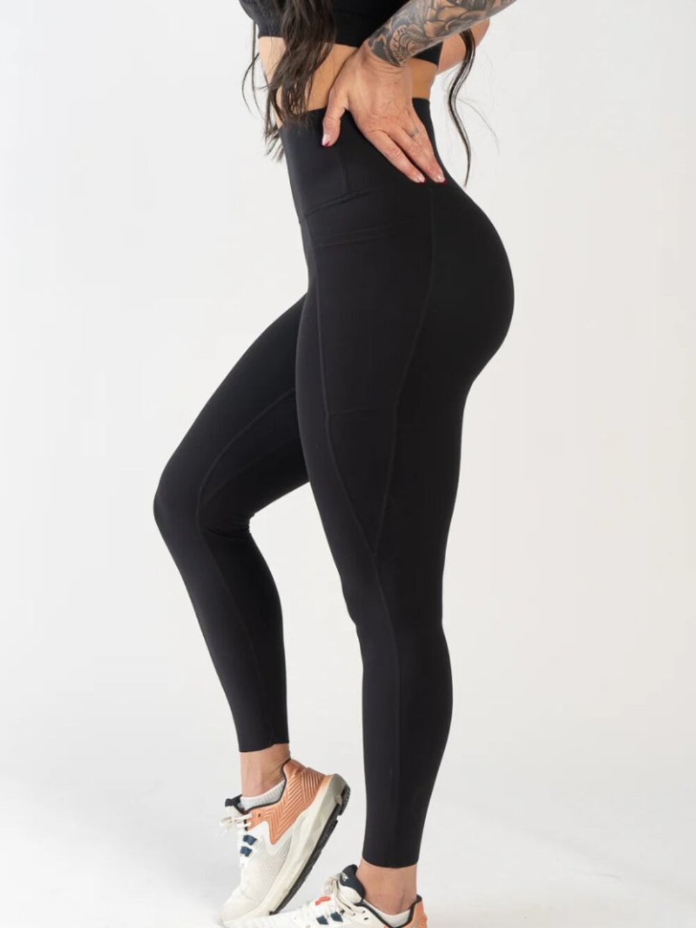 Curves N Combat Boots NKD Leggings With Pockets - Black - Size L